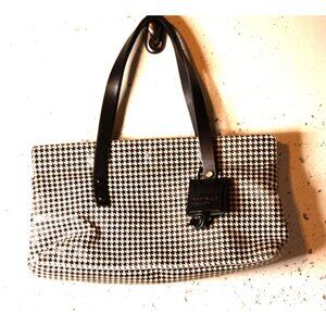 Daniella Lehavi Italian Leather Handbag in Black & White Houndstooth Pattern